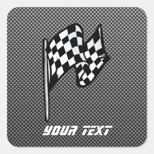 Carbon Fibre-Look Checked Flag Quadratischer Aufkleber