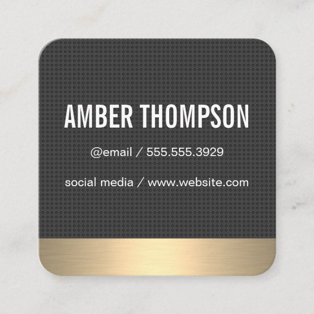 Carbon Fibre Print / Gold Lux Quadratische Visitenkarte (Vorderseite)