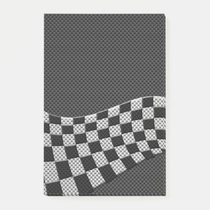 Carbon Fibre Racing Flag Schachbretts Wave Print Post-it Klebezettel