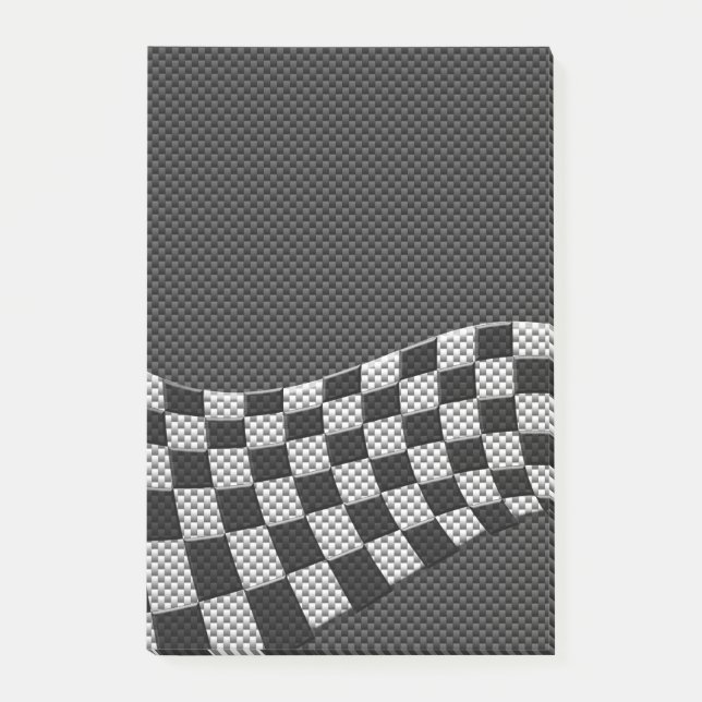 Carbon Fibre Racing Flag Schachbretts Wave Print Post-it Klebezettel (Vorderseite)
