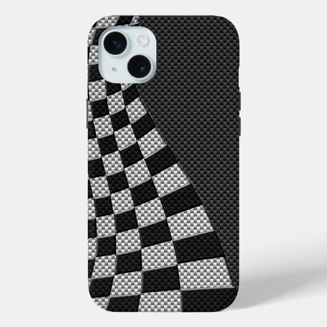 Carbon Fibre Racing Flag Wave Print Case-Mate iPhone Hülle (Rückseite)