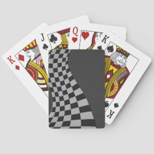 Carbon Fibre Racing Flag Wave Print Spielkarten