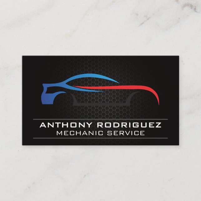 Carbon Metal Muster | Auto Sportlogo Visitenkarte (Vorderseite)