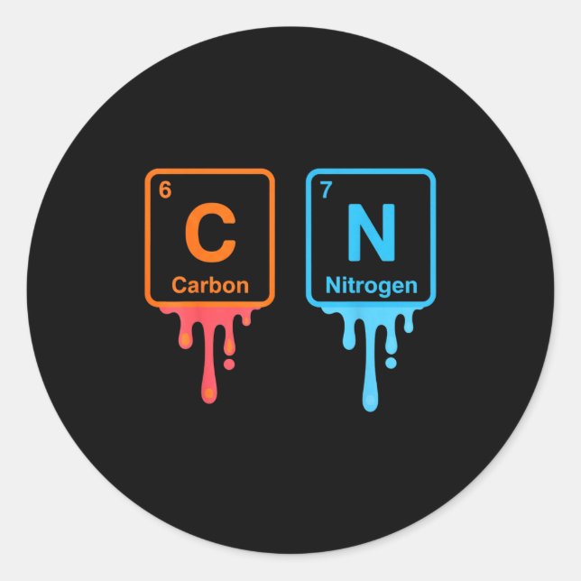 Carbon Nitrogen Science Design Fun Chemistry Lover Runder Aufkleber (Vorderseite)