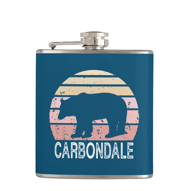 Carbondale Colorado Retro Bear Flachmann (Vorderseite)