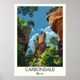 Carbondale Illinois Vintag Nature Bluffs Travel Poster