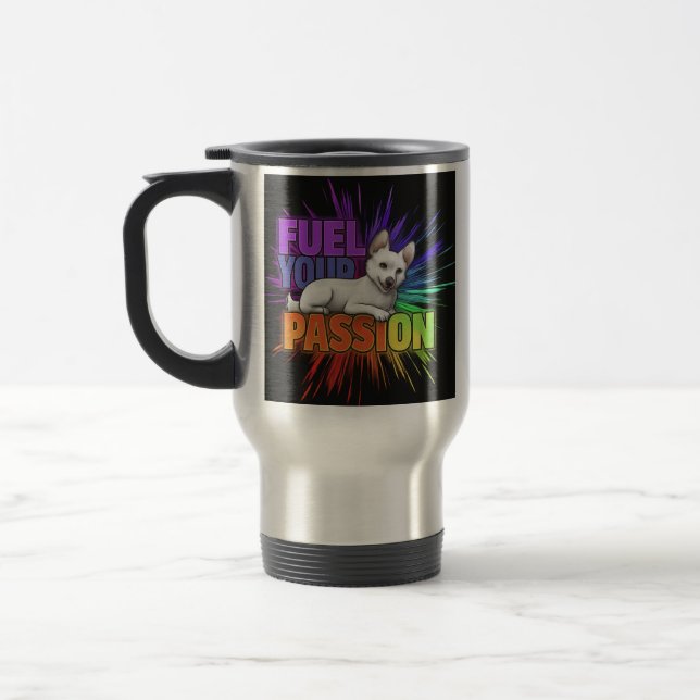 "Carburez votre passion" Café de voyage Mug (Gauche)