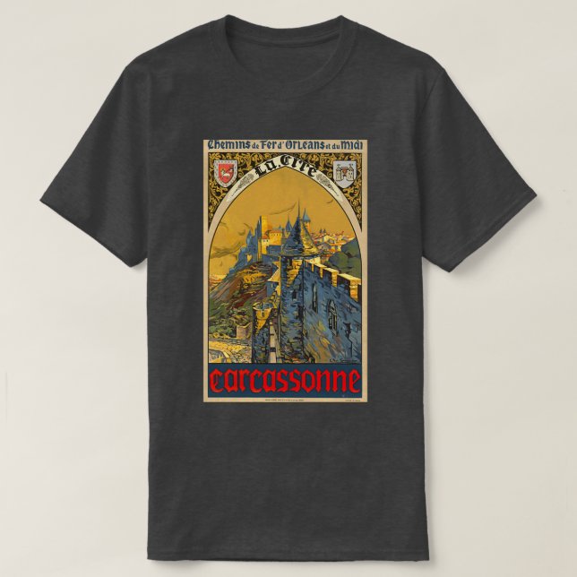 Carcassone Frankreich Vintager Eisenbahn-Verkehr P T-Shirt (Design vorne)