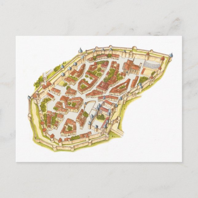 Carcassonne Frankreich Luftbild Postkarte (Vorderseite)