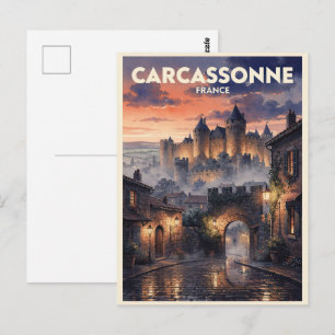 Carcassonne Frankreich Vintage Reise Postkarte