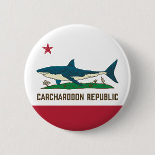 Carcharodon Republik Kalifornien Flagge Weißer Hai Button