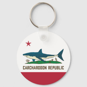 Carcharodon Republik Kalifornien Flagge Weißer Hai Schlüsselanhänger