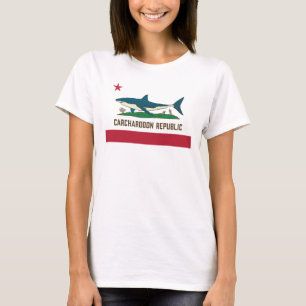 Carcharodon Republik Kalifornien Flagge Weißer Hai T-Shirt