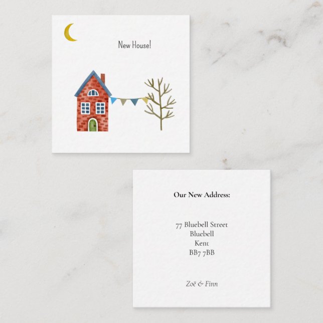 Card (6,3 cm x 6,3 cm) - New House Begleitkarte (Vorne/Hinten)