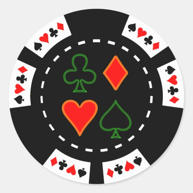 CARD-ANZUG POKER CHIP RUNDER AUFKLEBER (Vorderseite)