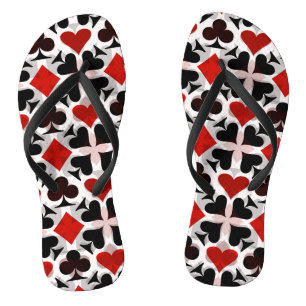 Card Anzugs Black Red White Casino Muster Flip Flops