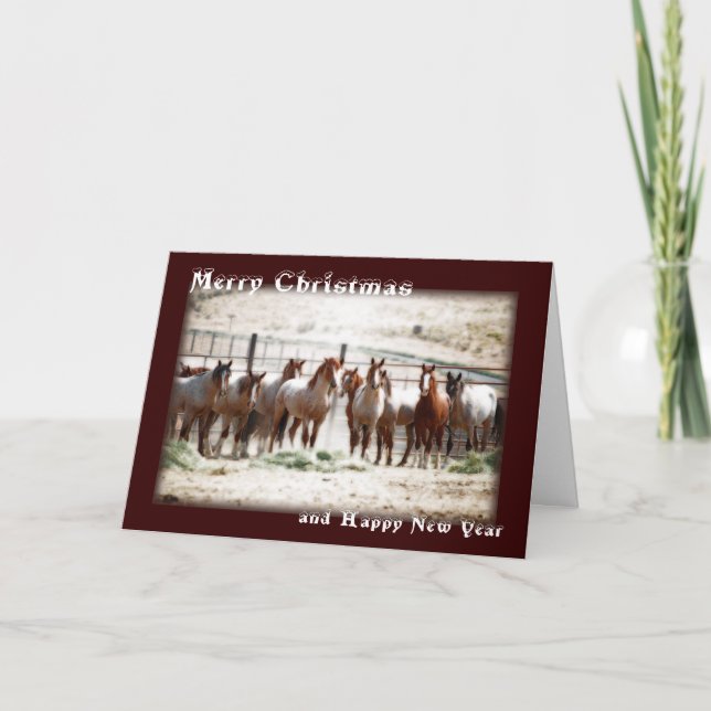 Card - Christmas: Horses Feiertagskarte (Vorderseite)
