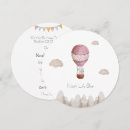 Card (Circle) - Birth Announcement Elephant Einladung