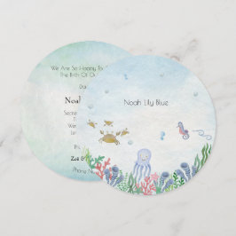Card (Circle) - Birth Announcement Ocean Einladung