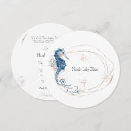 Card (Circle) - Birth Announcement Ocean Kaart Einladung