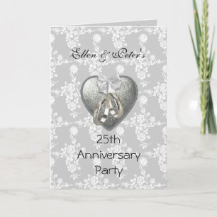 Card Einladung 25. Hochzeitstag Party Silber