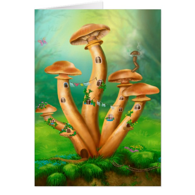 Card Fantasie Pilze Honig agarics im Haus (Vorne)