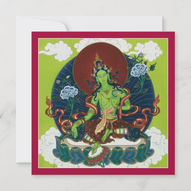 CARD Green Tara - Carte carré avec enveloppe (Devant)