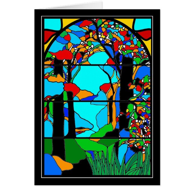Card Vintage Art View Stained Glass Window 2 (Vorne)