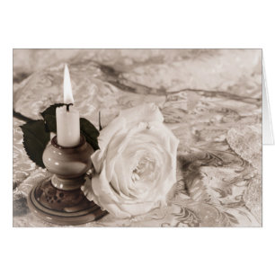 Card with an antike Rose and Candle