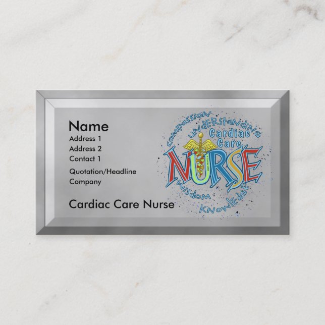 Cardiac Care Nurse Motto Visitenkarte (Vorderseite)