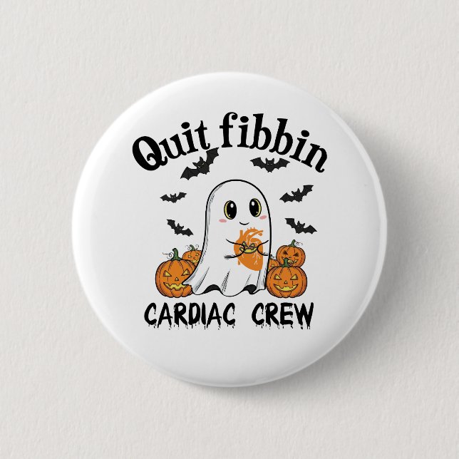 Cardiac Crew Funny Boo-Ghost Pumpkin Button (Vorderseite)