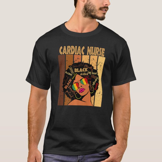 Cardiac Nurse Afro American Black History T-Shirt (Vorderseite)