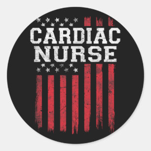 Cardiac Nurse American Flag USA Patriot Patriotic Runder Aufkleber