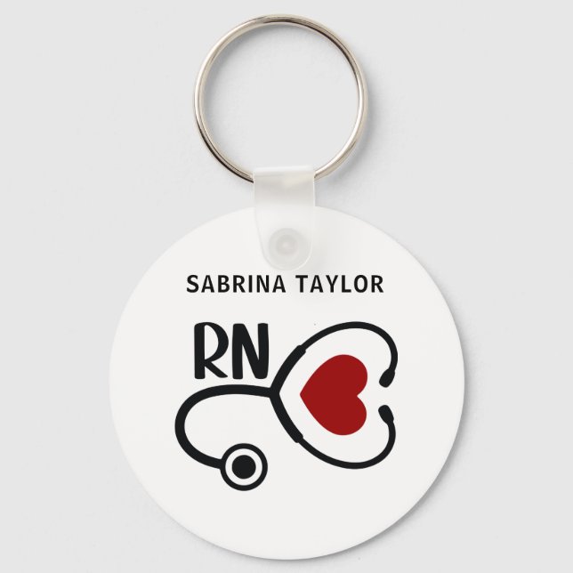 Cardiac Nurse Heart Stethoscope RN Notebook Schlüsselanhänger (Vorderseite)