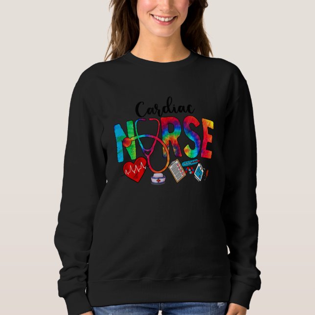 Cardiac Nurse Tie Dye Love Heart Stethoscope RN Nu Sweatshirt (Vorderseite)