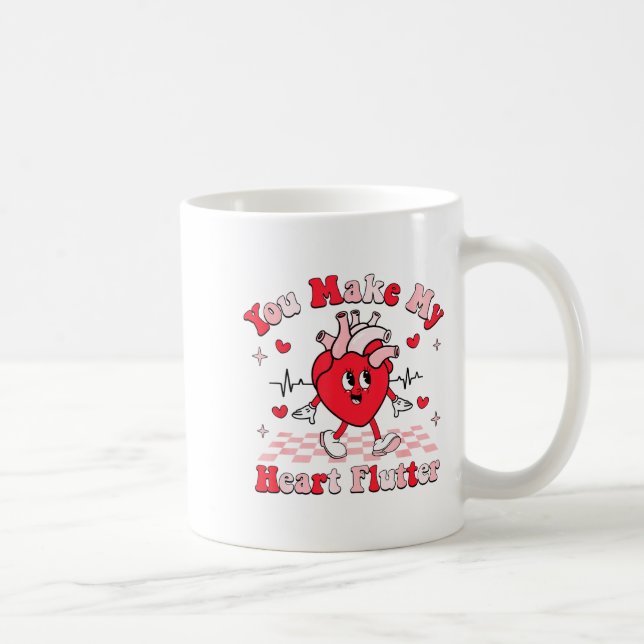 Cardiac Nurse Valentine You Make My Heart Flutter  Kaffeetasse (Rechts)