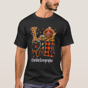 Cardiac Sonographe Liebe Erntedank Leopard Tur T-Shirt