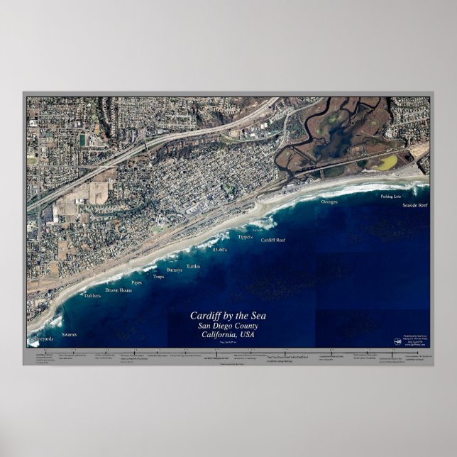Cardiff am Meer, kalifornisches Satellitenposter Poster (Vorne)