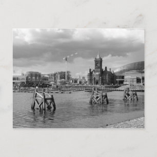 Cardiff Bay, Cardiff, Wales - Schwarz und Weiß Postkarte