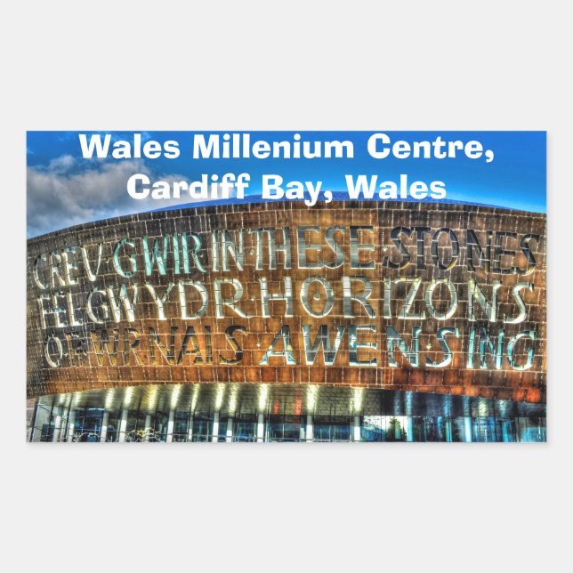 Cardiff Bay Wales Millennium Centre, Britain Arts Rechteckiger Aufkleber (Vorderseite)