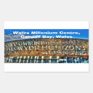 Cardiff Bay Wales Millennium Centre, Britain Arts Rechteckiger Aufkleber