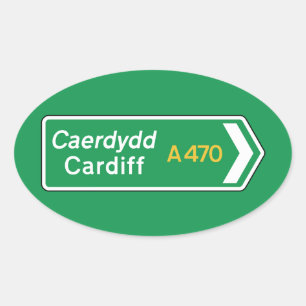 Cardiff, BRITISCHES Verkehrsschild Ovaler Aufkleber