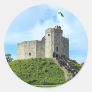 Cardiff Castle Behalt Runder Aufkleber