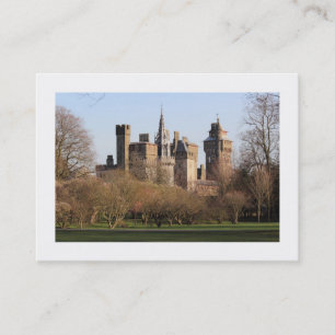 Cardiff Castle im zeitigen Frühjahr (mit Rahmen) Visitenkarte