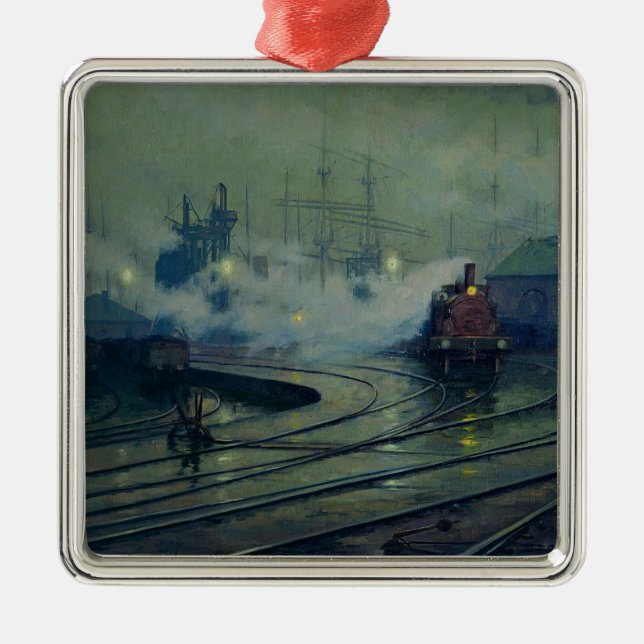 Cardiff-Docks, 1896 Silbernes Ornament (Vorne)