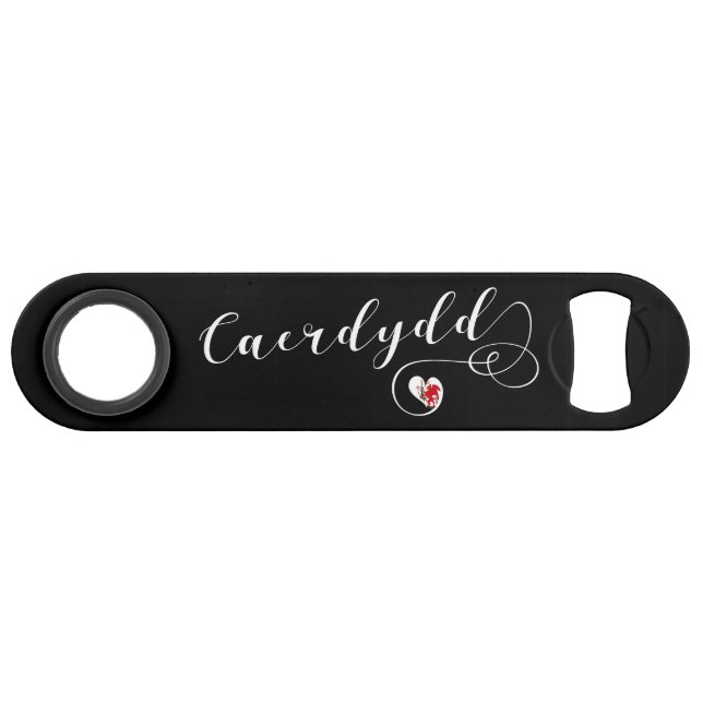 Cardiff Flag in a Heart, Wales, Caerdydd Speed Flaschenöffner (Vorderseite (Horizontal))
