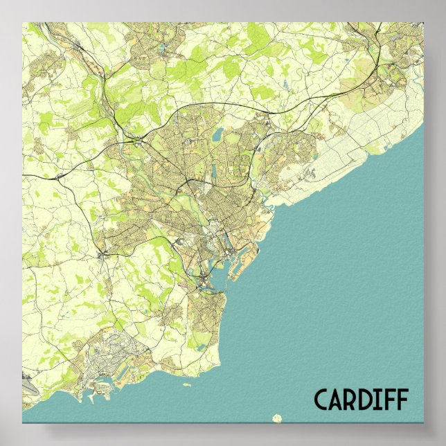 Cardiff-Karte Poster (Vorne)
