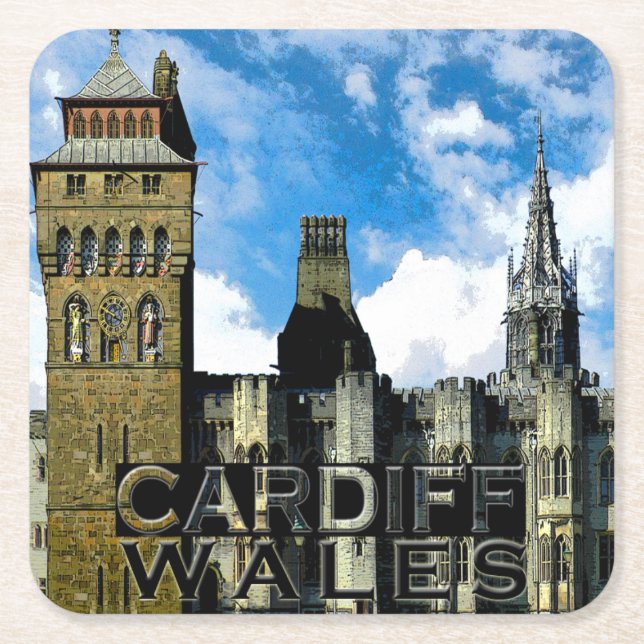 Cardiff Rechteckiger Pappuntersetzer (Vorderseite)