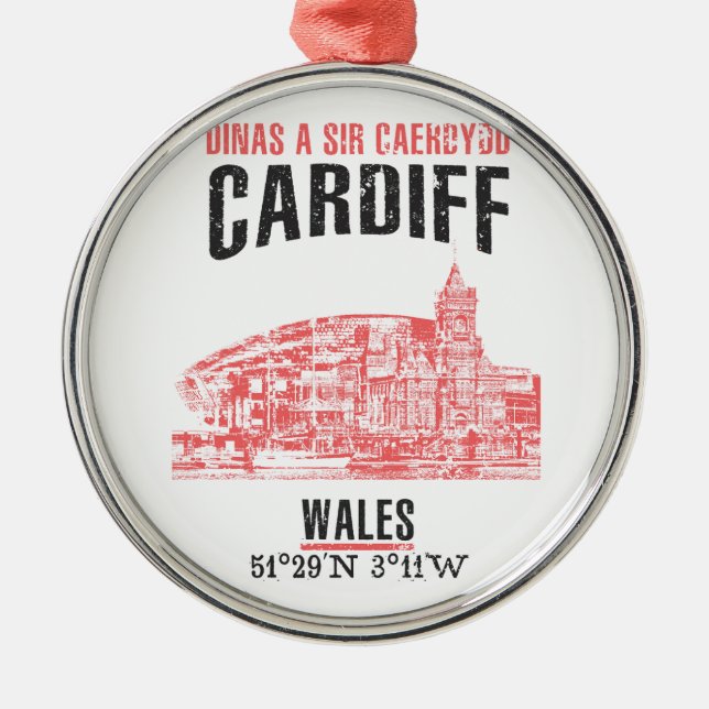 Cardiff Silbernes Ornament (Vorne)