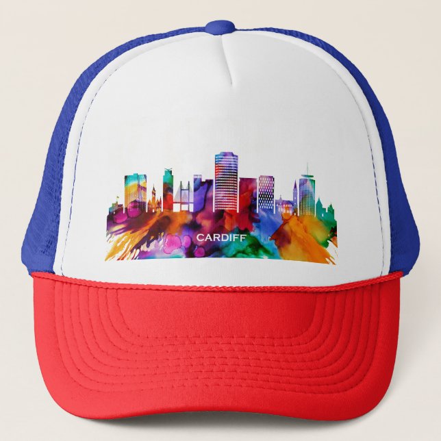 Cardiff Skyline Truckerkappe (Vorderseite)